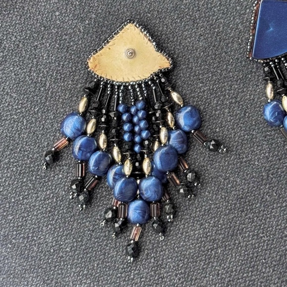 VINTAGE Beaded waterfall pierced earrings - Picture 3 of 3